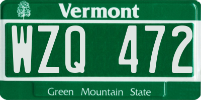 VT license plate WZQ472