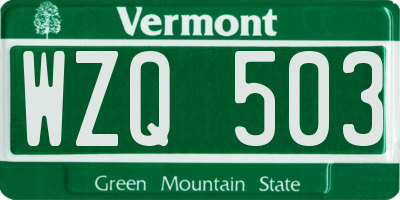 VT license plate WZQ503