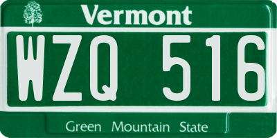 VT license plate WZQ516