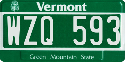 VT license plate WZQ593