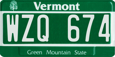 VT license plate WZQ674