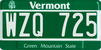 VT license plate WZQ725
