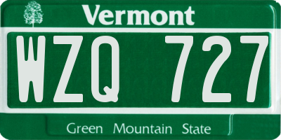 VT license plate WZQ727