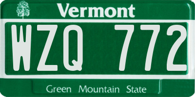 VT license plate WZQ772