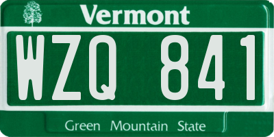 VT license plate WZQ841