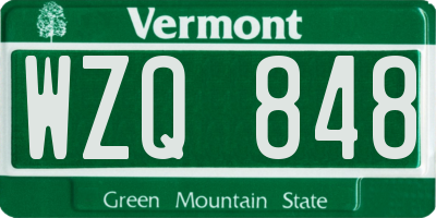 VT license plate WZQ848