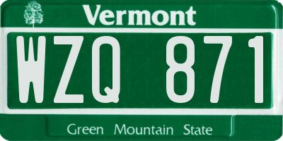 VT license plate WZQ871