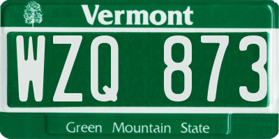 VT license plate WZQ873