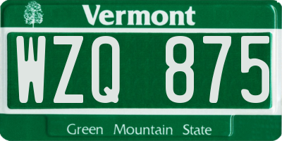 VT license plate WZQ875