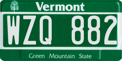 VT license plate WZQ882