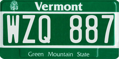 VT license plate WZQ887