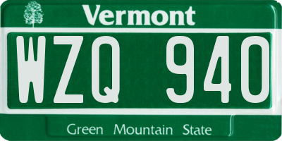 VT license plate WZQ940