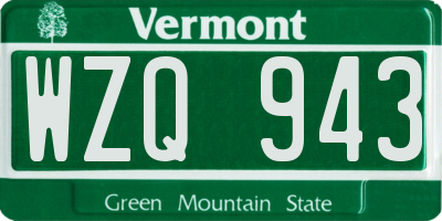 VT license plate WZQ943