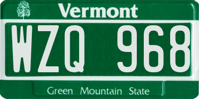 VT license plate WZQ968