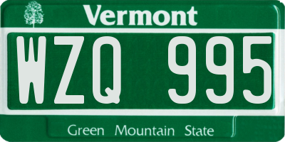 VT license plate WZQ995