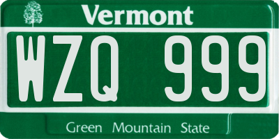 VT license plate WZQ999