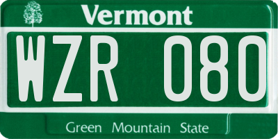 VT license plate WZR080