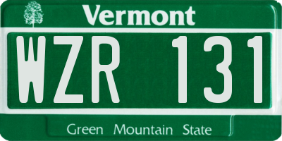 VT license plate WZR131