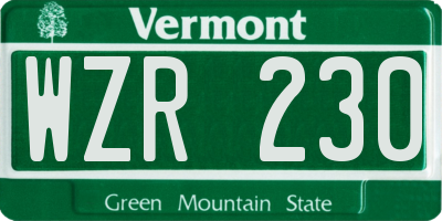 VT license plate WZR230