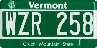 VT license plate WZR258