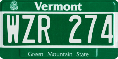 VT license plate WZR274