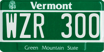 VT license plate WZR300