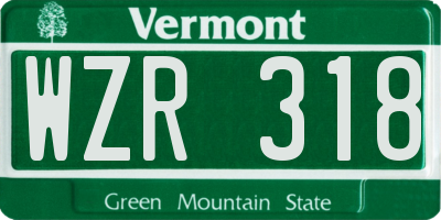 VT license plate WZR318