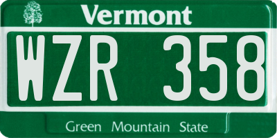 VT license plate WZR358
