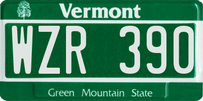 VT license plate WZR390