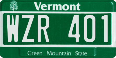 VT license plate WZR401