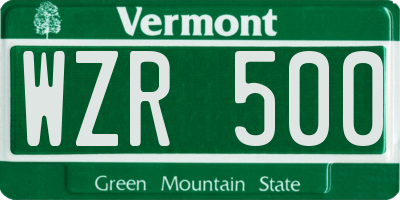 VT license plate WZR500