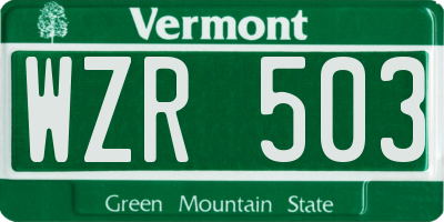 VT license plate WZR503