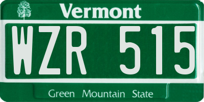 VT license plate WZR515