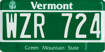 VT license plate WZR724