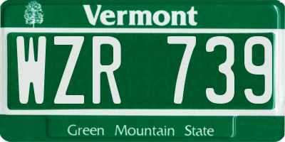 VT license plate WZR739