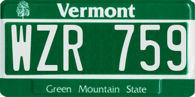 VT license plate WZR759