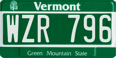 VT license plate WZR796