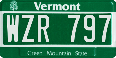 VT license plate WZR797