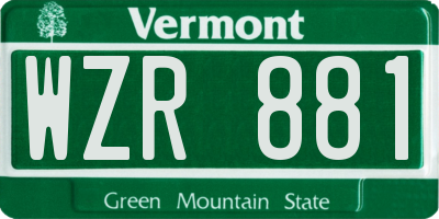 VT license plate WZR881