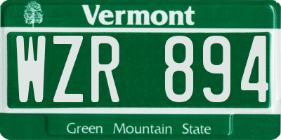 VT license plate WZR894