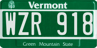 VT license plate WZR918
