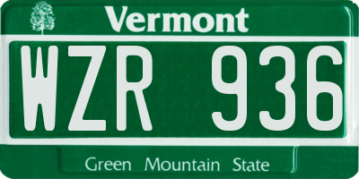 VT license plate WZR936