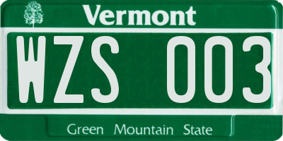 VT license plate WZS003