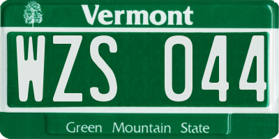 VT license plate WZS044