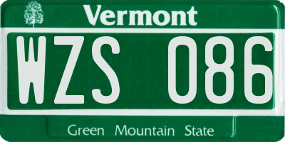 VT license plate WZS086