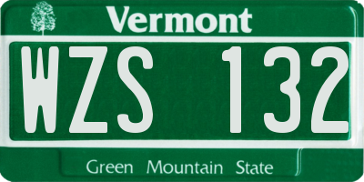 VT license plate WZS132