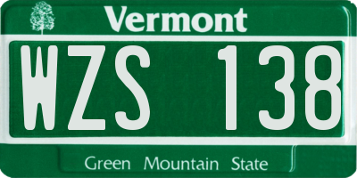 VT license plate WZS138