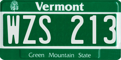 VT license plate WZS213