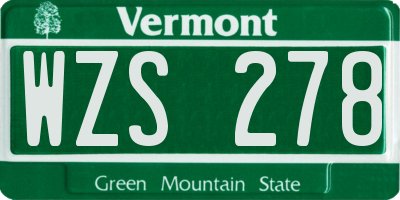 VT license plate WZS278