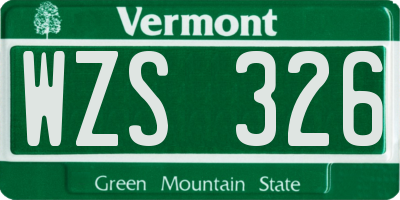 VT license plate WZS326
